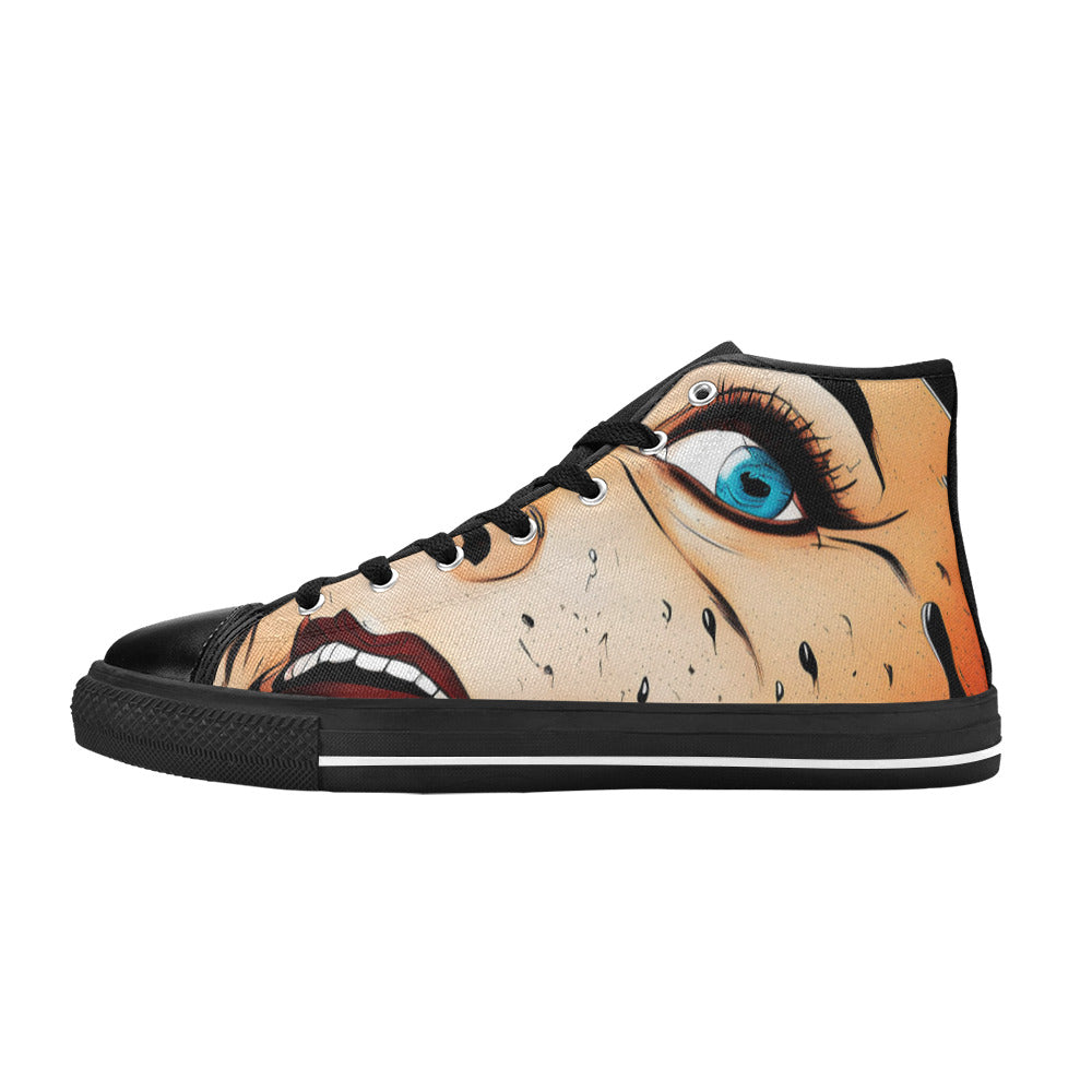 MEN'S Cc Pop Art 3 High Top Canvas Dark Academia Sneakers