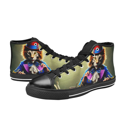 MEN'S Chilling Cat Men’S High Top Canvas Vibrant Chaos Custom Shoes