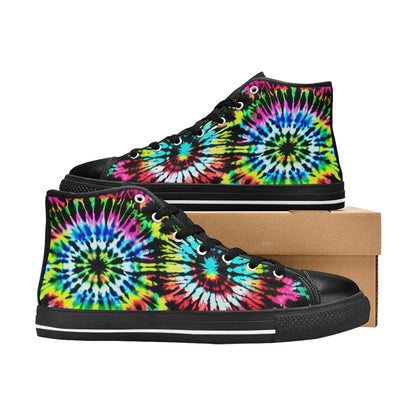 MEN'S Cc Tie Dye Art High Top Canvas Neon Fantasy Sneakers