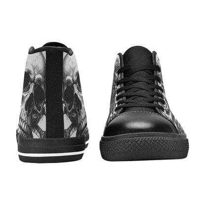 Dark Art Skull Pattern Men's Gothic High Top Canvas Shoes | Freaky Shoes®