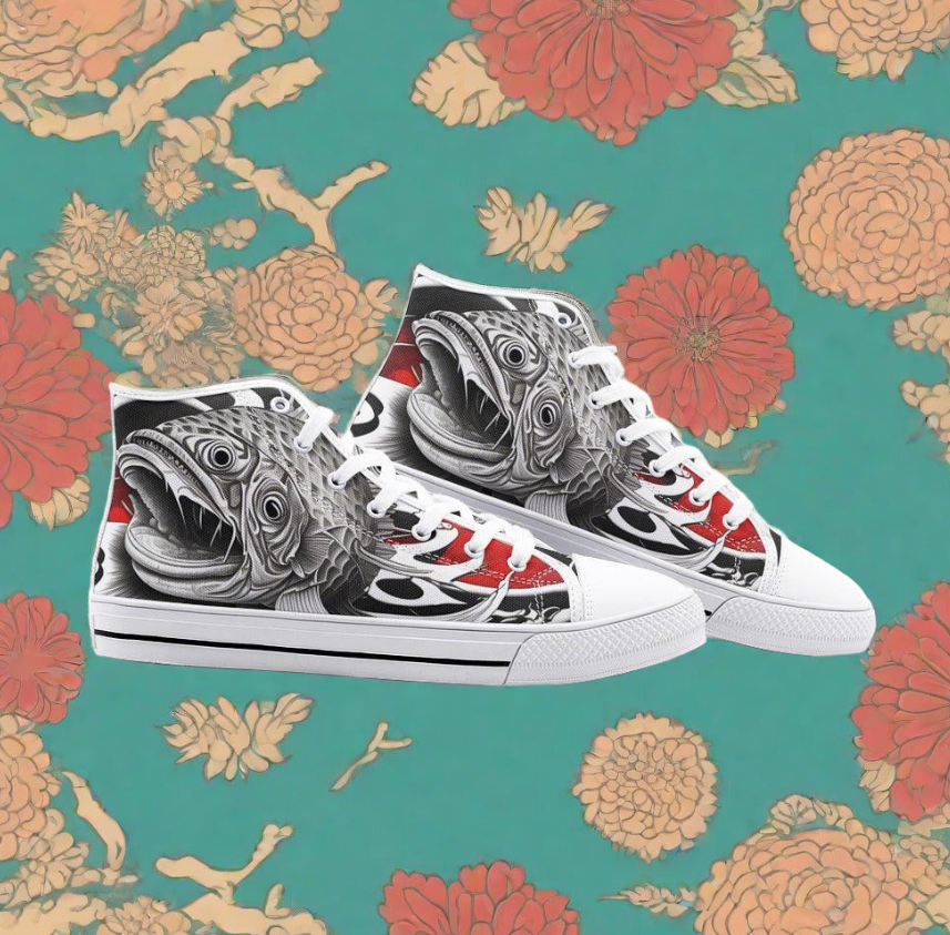 UNISEX Rave Japanese Fish Art Custom Sneakers | Freaky Shoes®