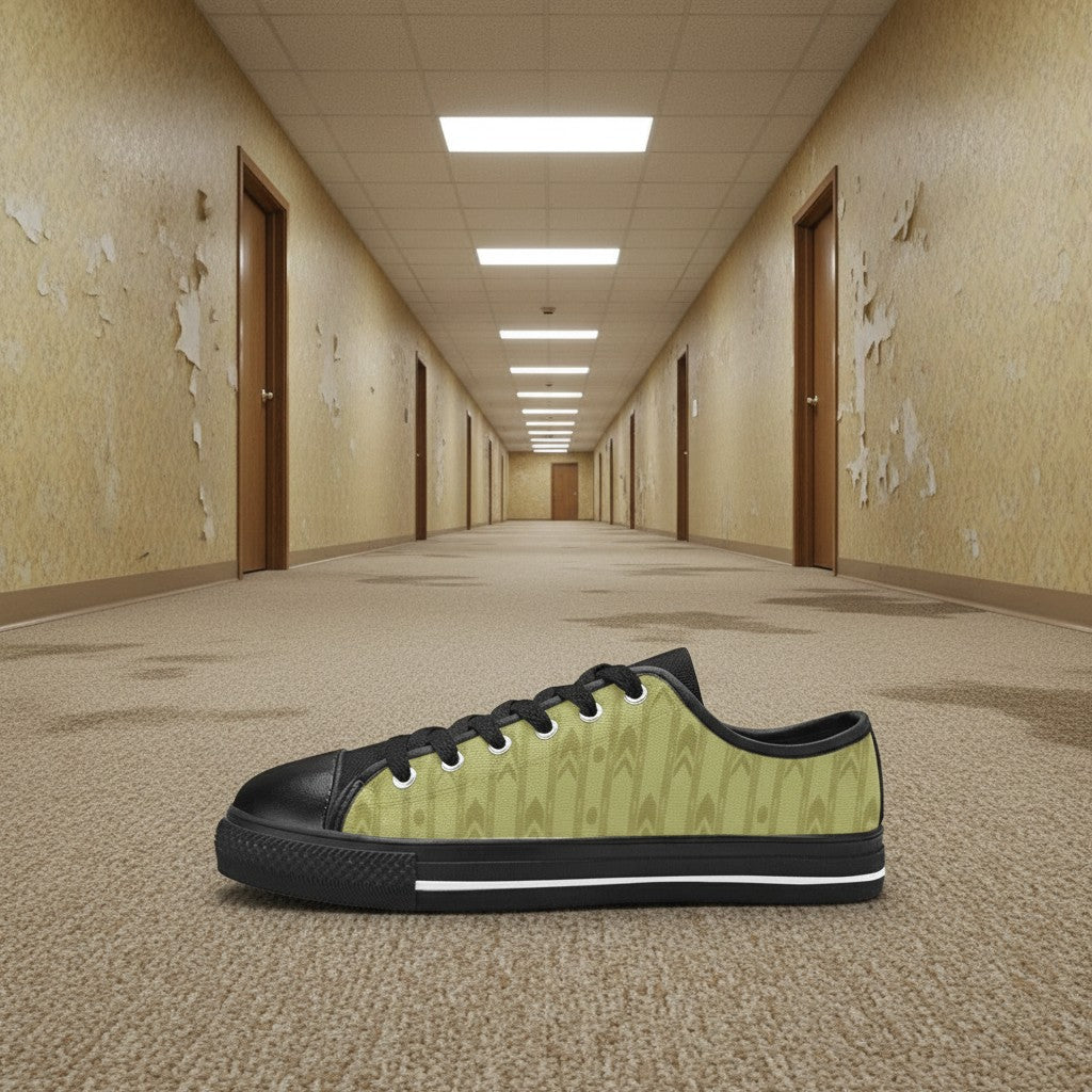 Custom Men's Abandoned Hallway Backrooms Wallpaper Art high-top canvas shoes with bold all-over art — Freaky Shoes