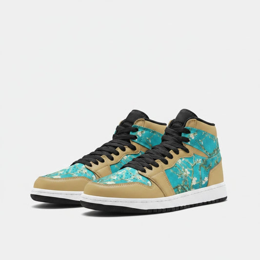 "Almond Blossoms" by Vincent Van Gogh Custom High-Top Canvas Shoes | Freaky Shoes® - Freaky Shoes®