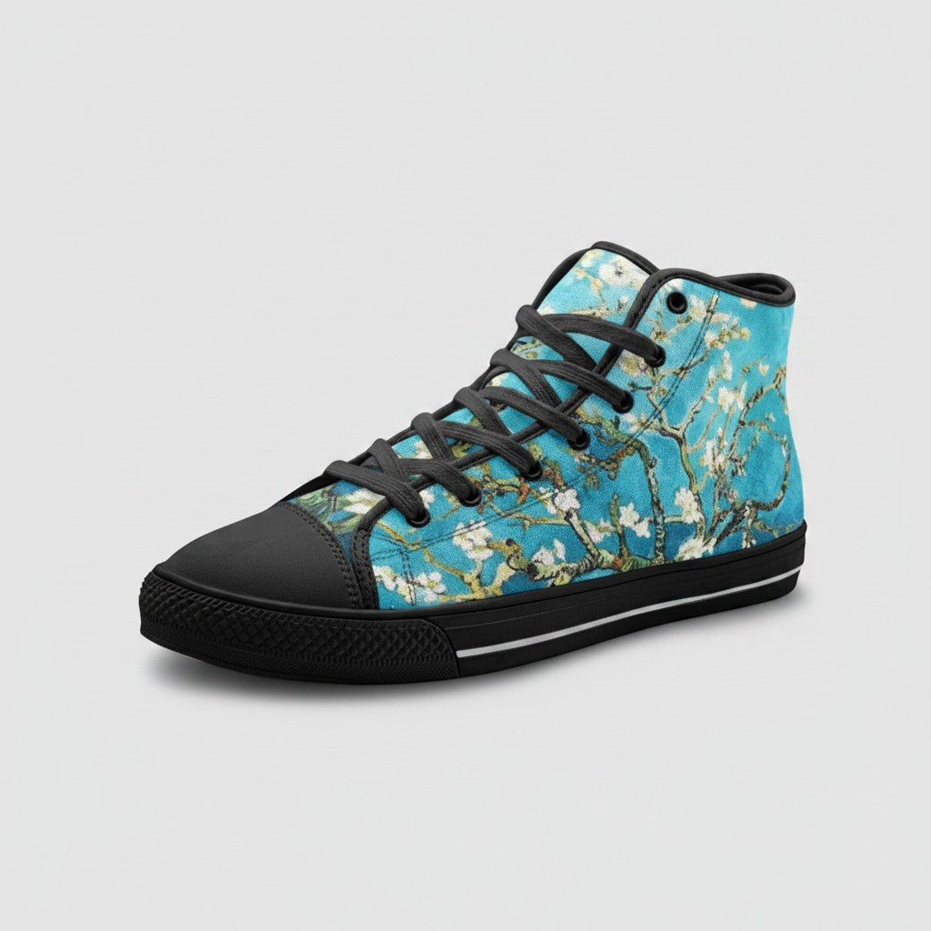 "Almond Blossoms" by Vincent Van Gogh Custom High-Top Canvas Shoes | Freaky Shoes® - Freaky Shoes®