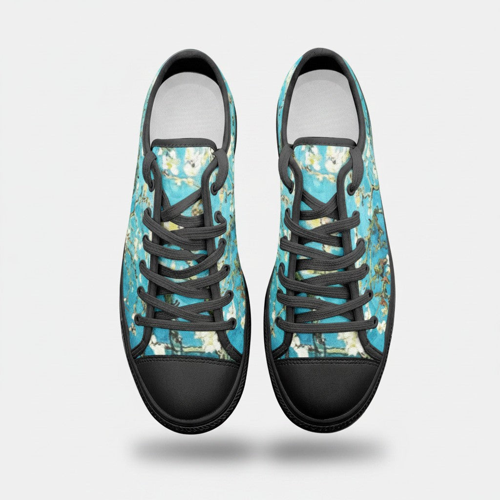 "Almond Blossoms" by Vincent Van Gogh Custom Low-Top Canvas Shoes | Freaky Shoes® - Freaky Shoes®