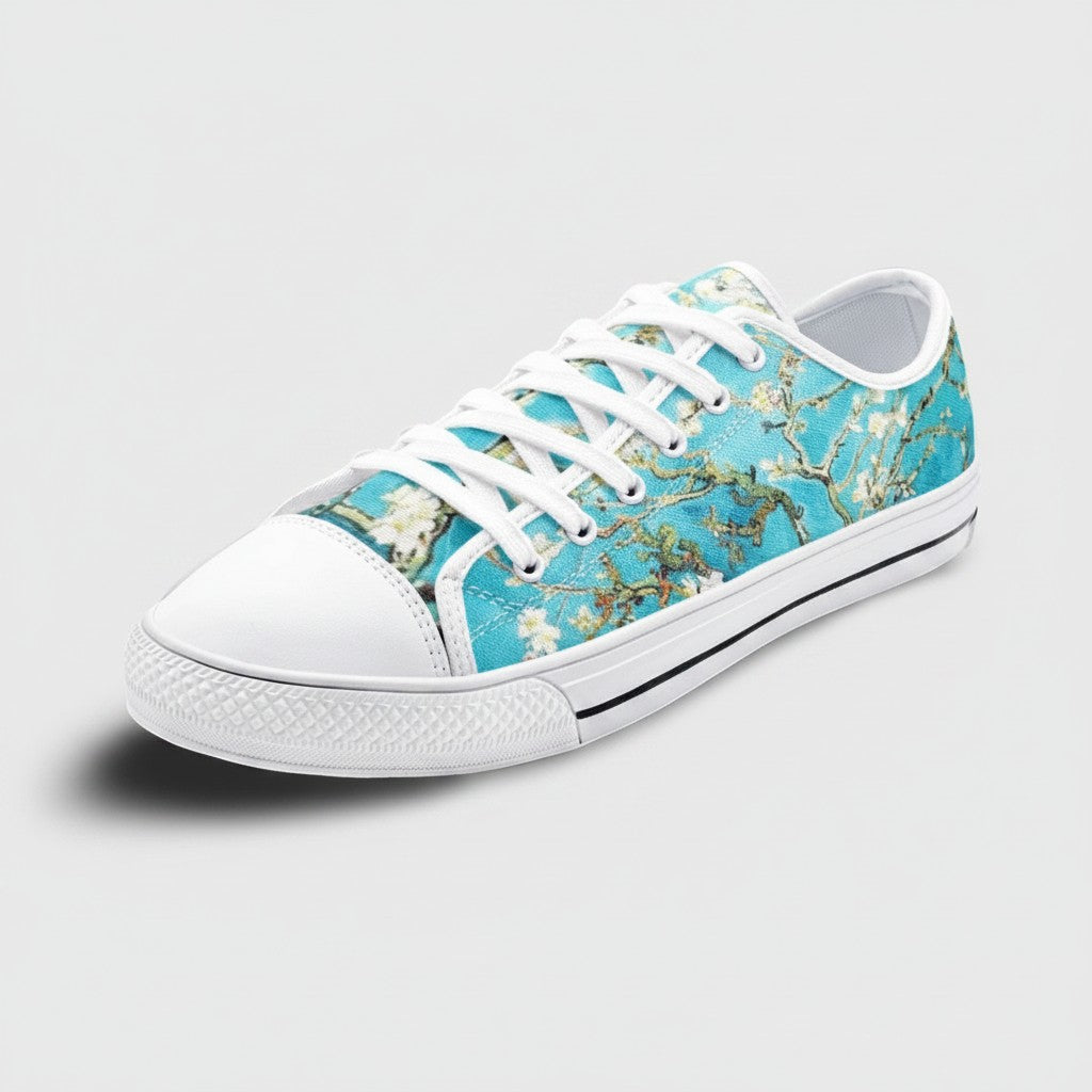 "Almond Blossoms" by Vincent Van Gogh Custom Low-Top Canvas Shoes | Freaky Shoes® - Freaky Shoes®