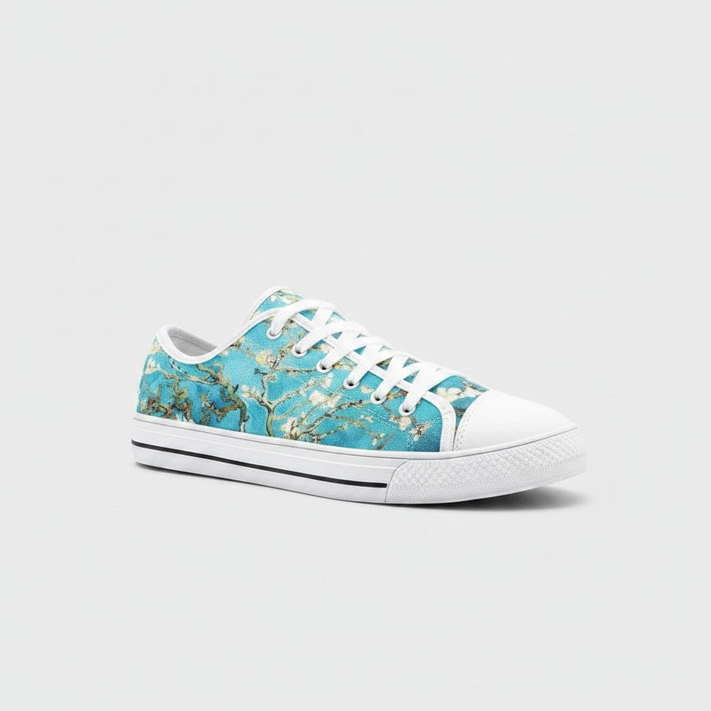 "Almond Blossoms" by Vincent Van Gogh Custom Low-Top Canvas Shoes | Freaky Shoes® - Freaky Shoes®
