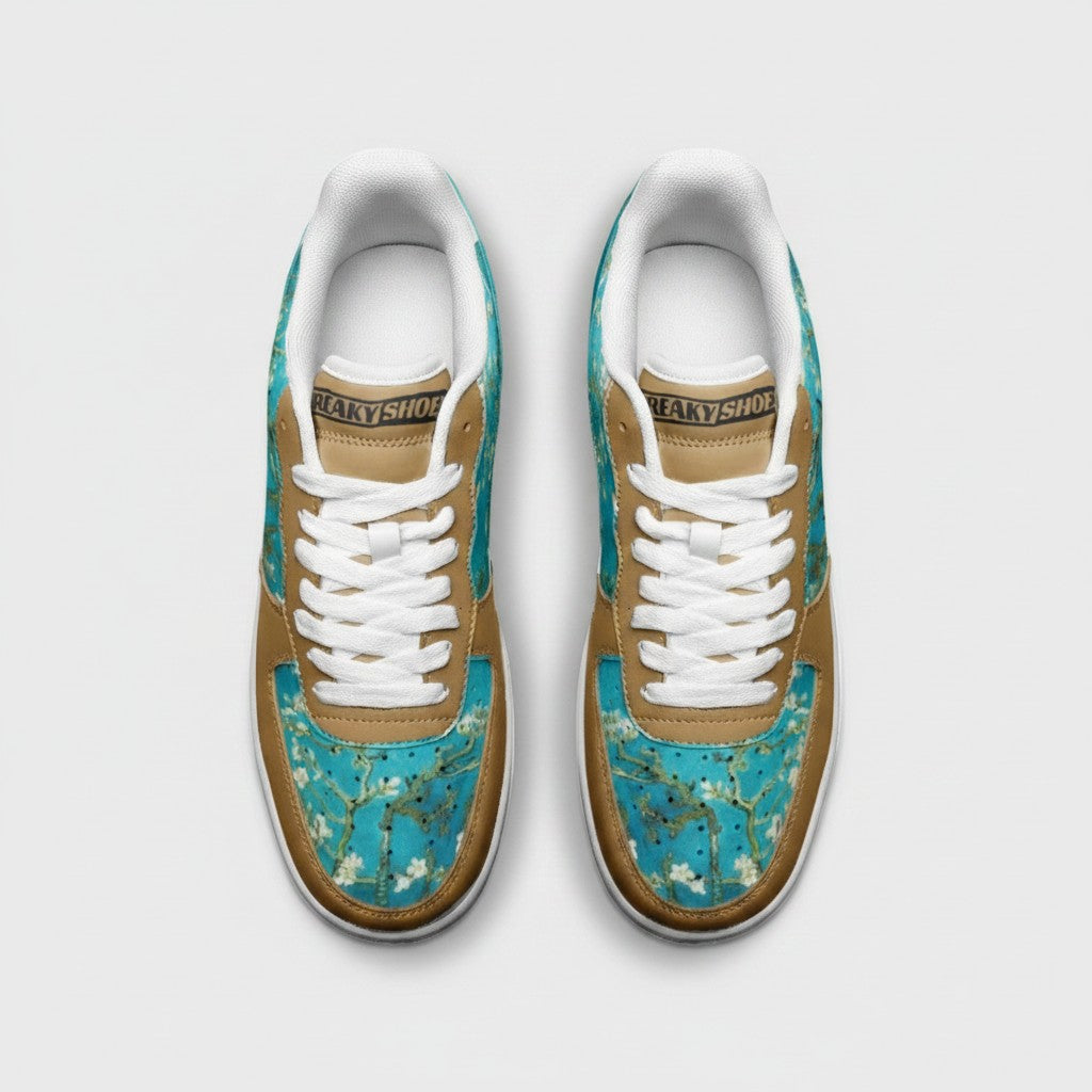 "Almond Blossoms" by Vincent Van Gogh Custom High-Top Canvas Shoes | Freaky Shoes® - Freaky Shoes®