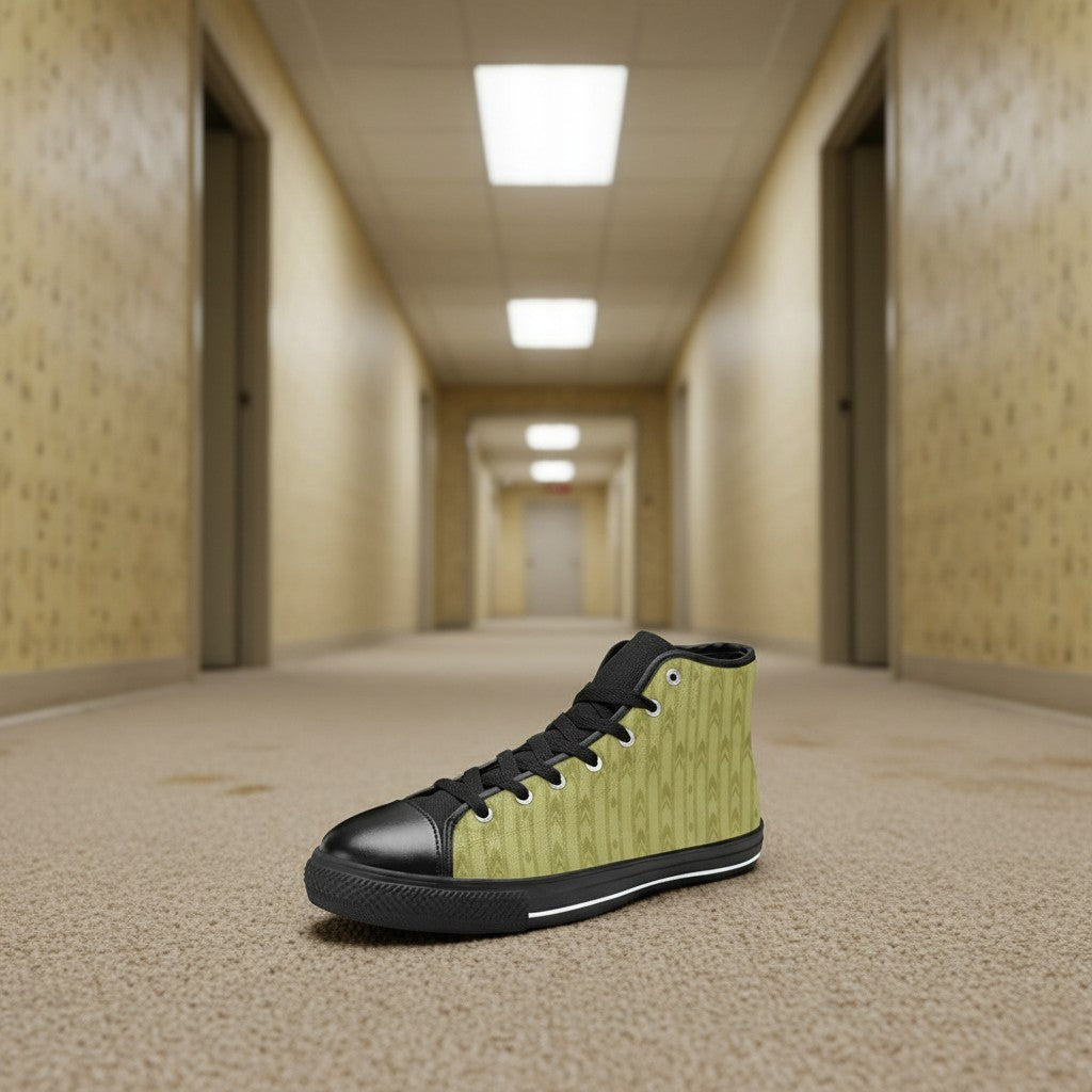 Men's Fluorescent Light Backrooms Level 0 Print -4 Sides high-top canvas shoes, custom full-wrap printed design — Freaky