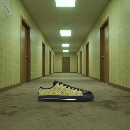 Level 1 Backrooms Fluorescent Horror Aesthetic for Kid custom low-top canvas shoes — wearable art by Freaky Shoes
