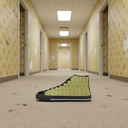 Custom Men's Fluorescent Light Backrooms Level 0 Print -4 Sides high-top canvas shoes with bold all-over art — Freaky Shoes