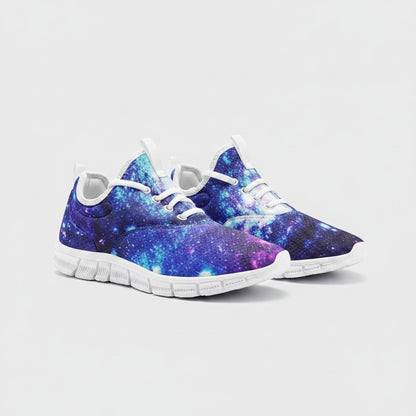 Freaky Shoes® galaxy print high-top canvas sneakers with white laces and EVA soles on a light background.