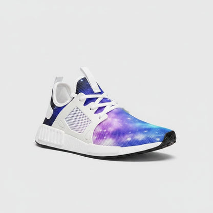 Freaky Shoes® galaxy print high-top canvas sneakers with white mesh details and EVA sole