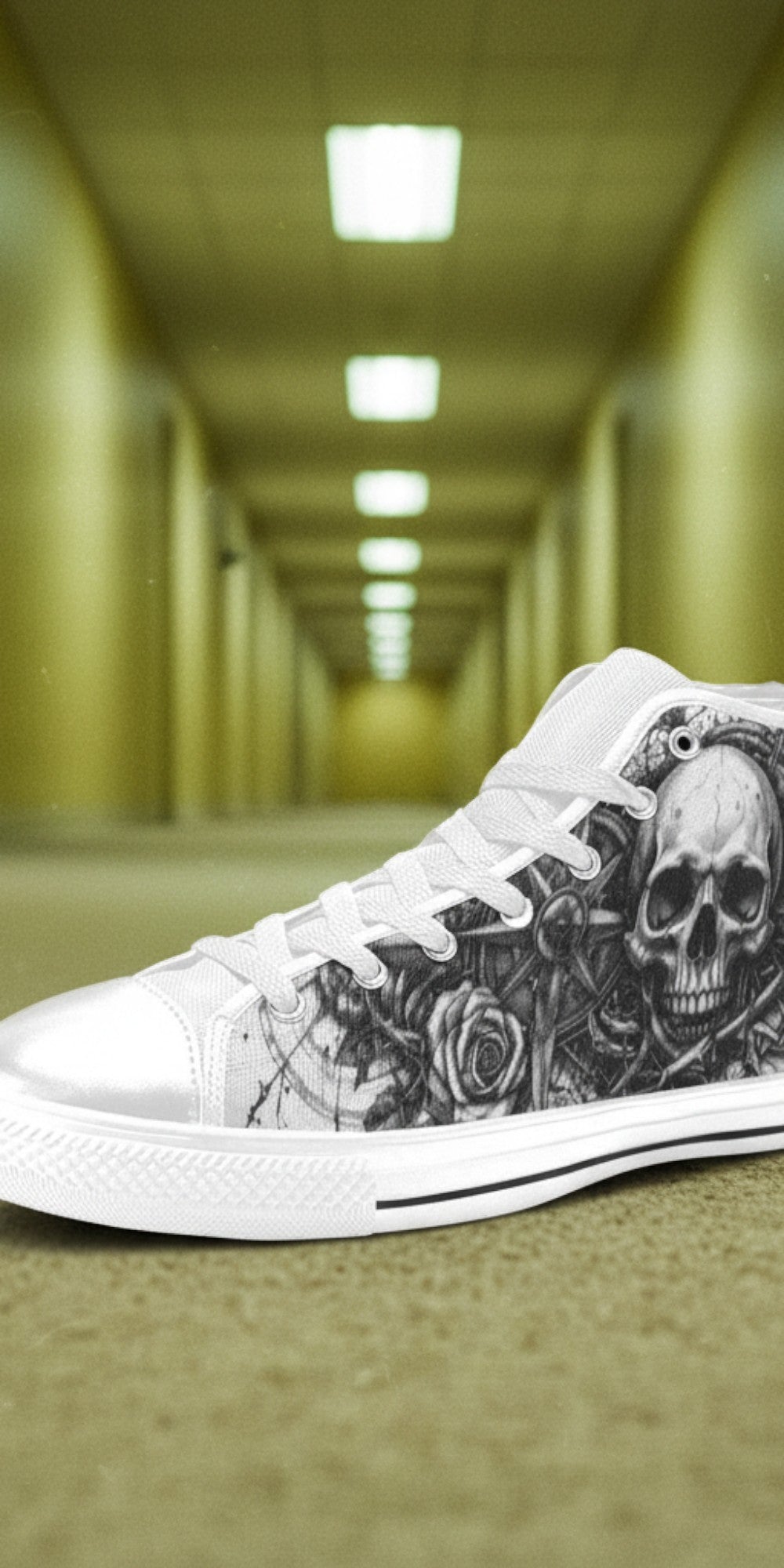 Men's Dark Collection hand-made high-top canvas shoes — unique wearable art by Freaky Shoes
