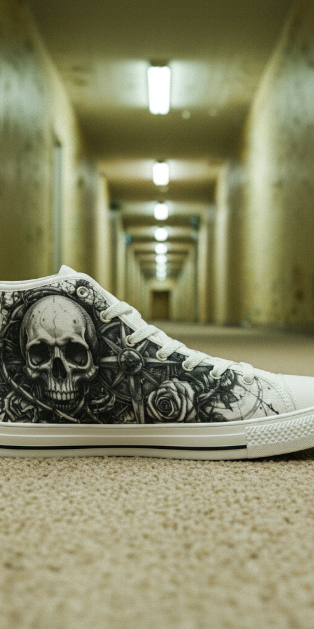 Men's Dark Collection custom high-top canvas shoes — wearable art by Freaky Shoes