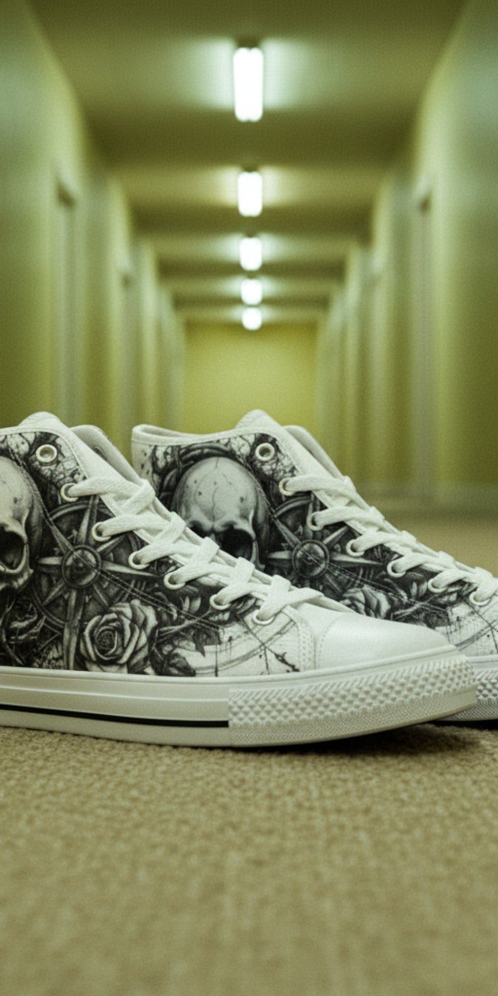 Men's Dark Collection high-top canvas shoes, custom full-wrap printed design — Freaky Shoes