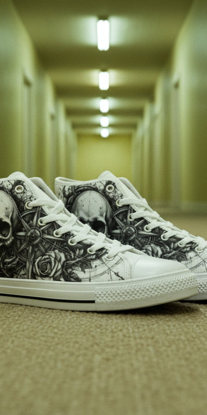 Men's Dark Collection high-top canvas shoes, custom full-wrap printed design — Freaky Shoes