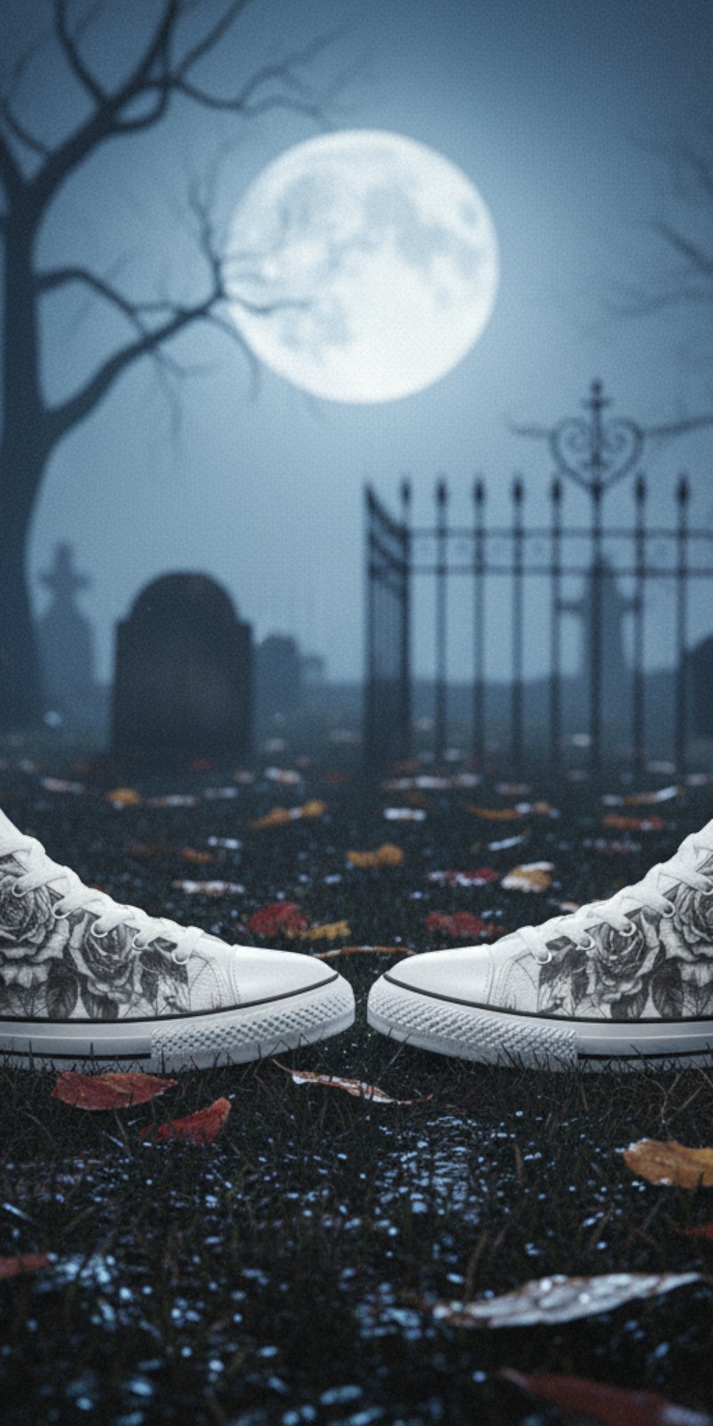 Men's Gothic Dark Skull Art high-top canvas shoes — one-of-a-kind custom printed art, Freaky Shoes
