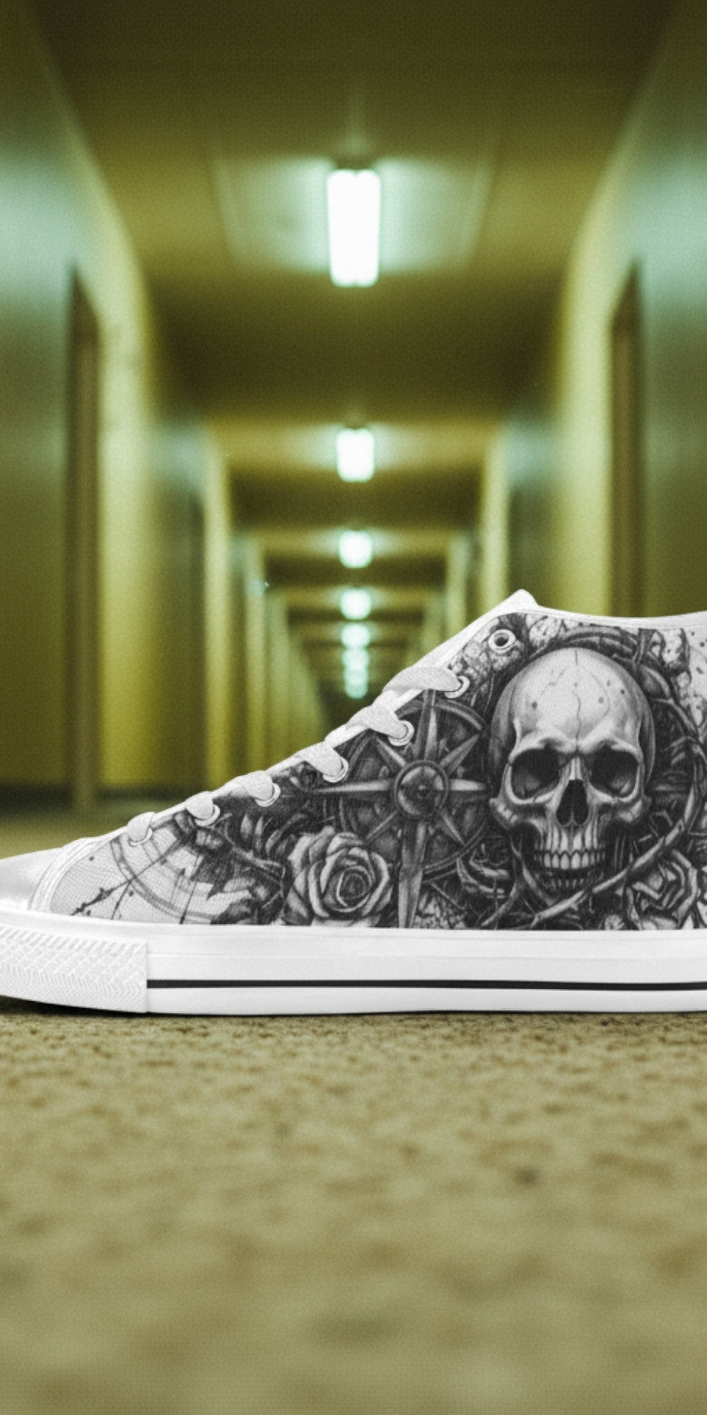 Men's Dark Collection custom high-top canvas shoes — wearable art by Freaky Shoes