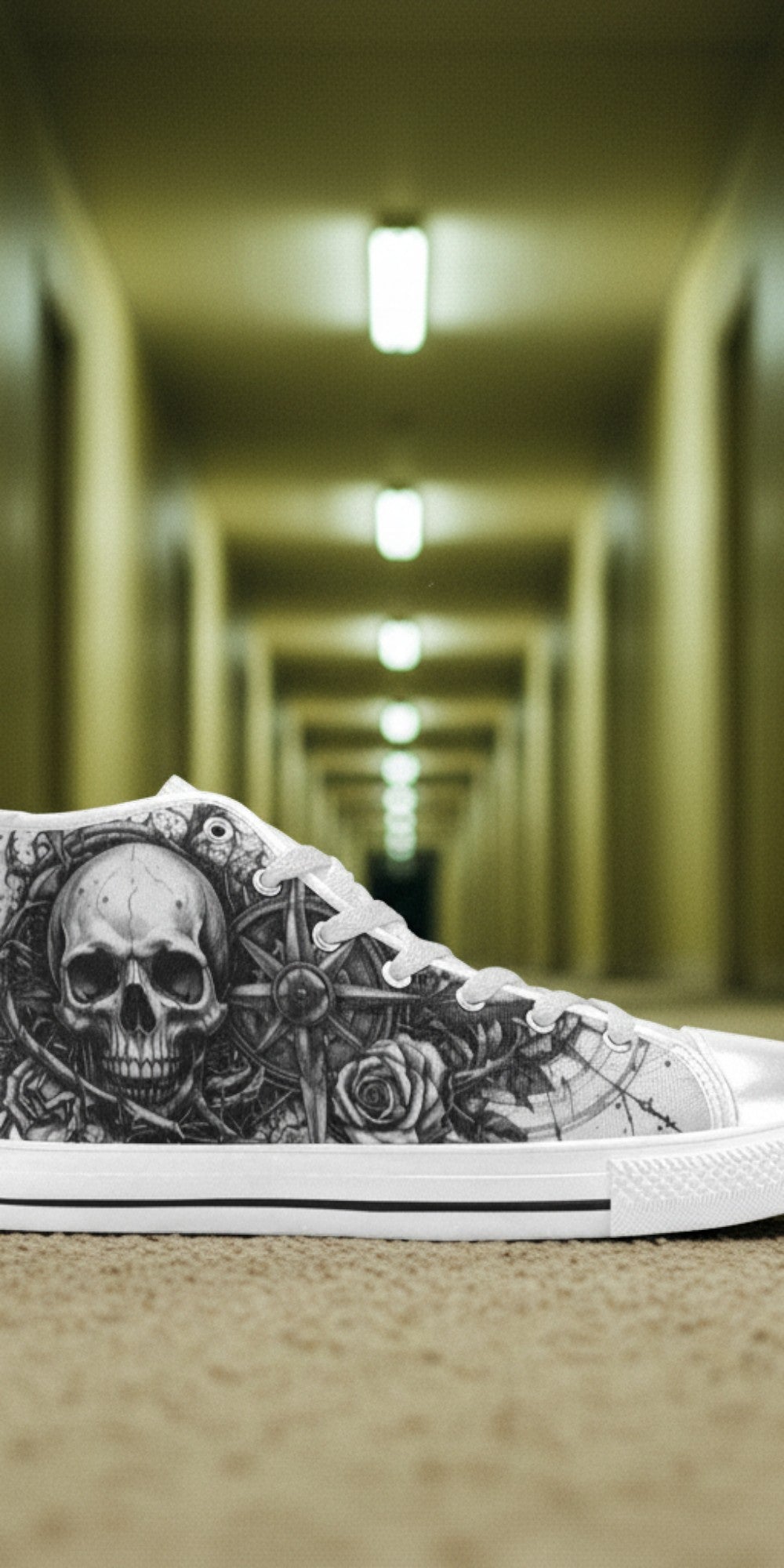 Men's Dark Collection high-top canvas shoes — one-of-a-kind custom printed art, Freaky Shoes