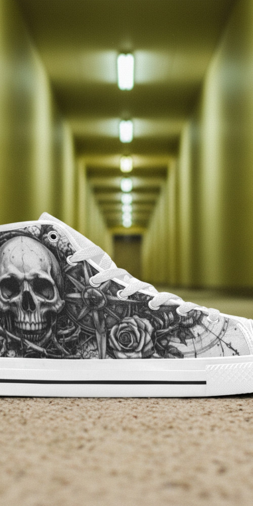 Men's Dark Collection high-top canvas shoes, custom full-wrap printed design — Freaky Shoes