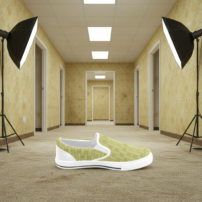 Custom Women's Level 2 Backrooms Liminal Space Fashion Unusual slip-on canvas shoes with bold all-over art — Freaky Shoes