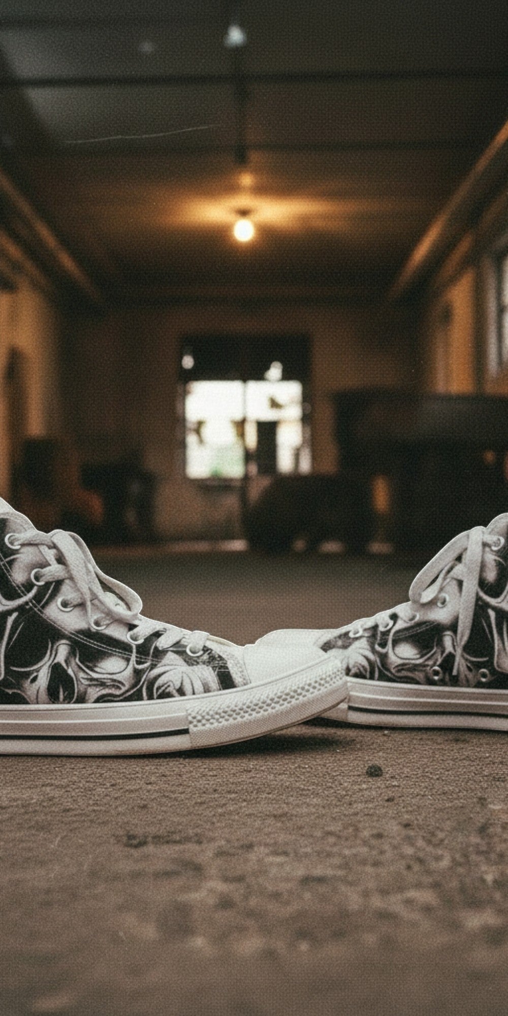 Women's Cartoon Skulls & Roses custom high-top canvas shoes — wearable art by Freaky Shoes