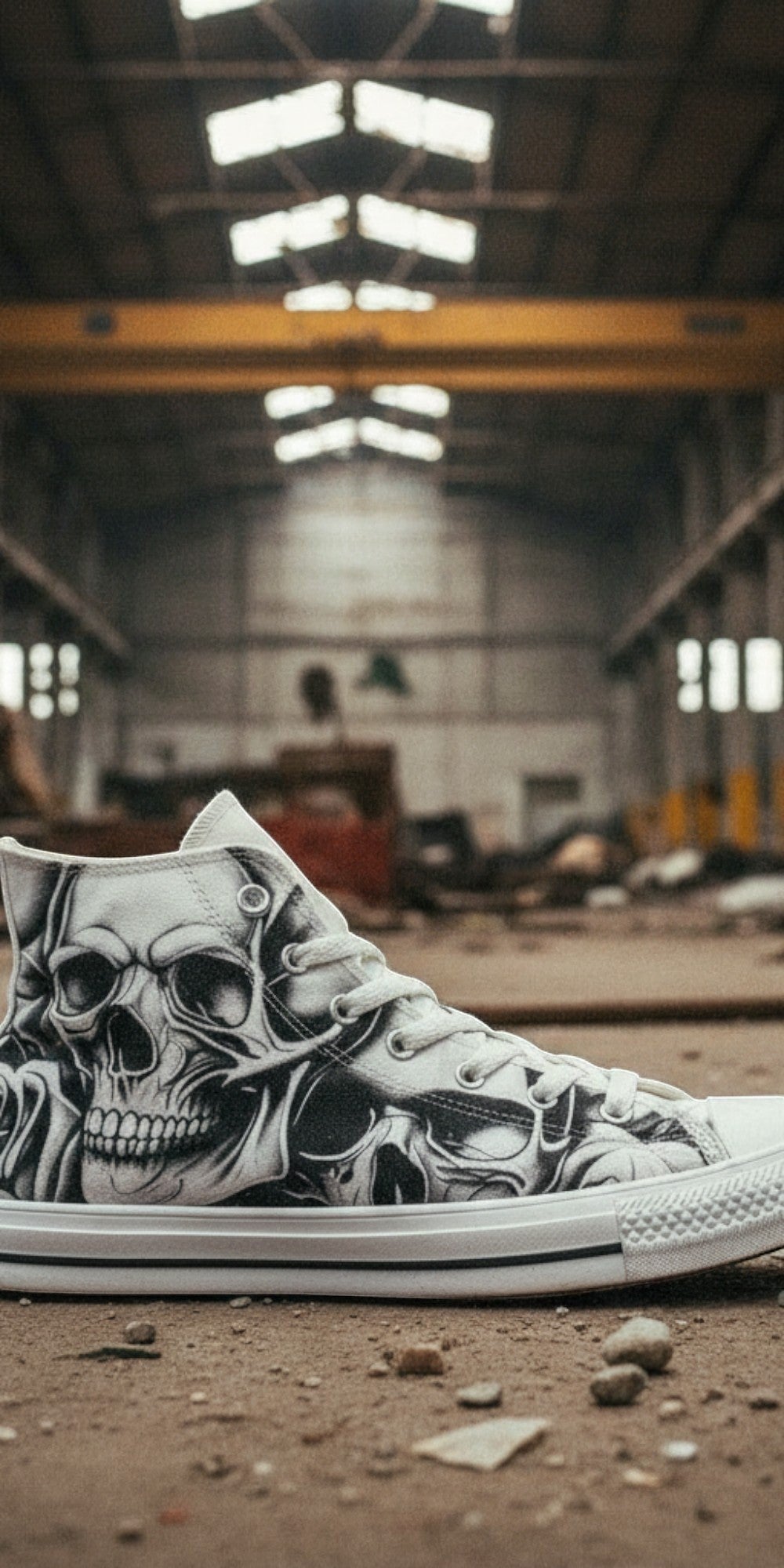 Women's Cartoon Skulls & Roses custom high-top canvas shoes — wearable art by Freaky Shoes