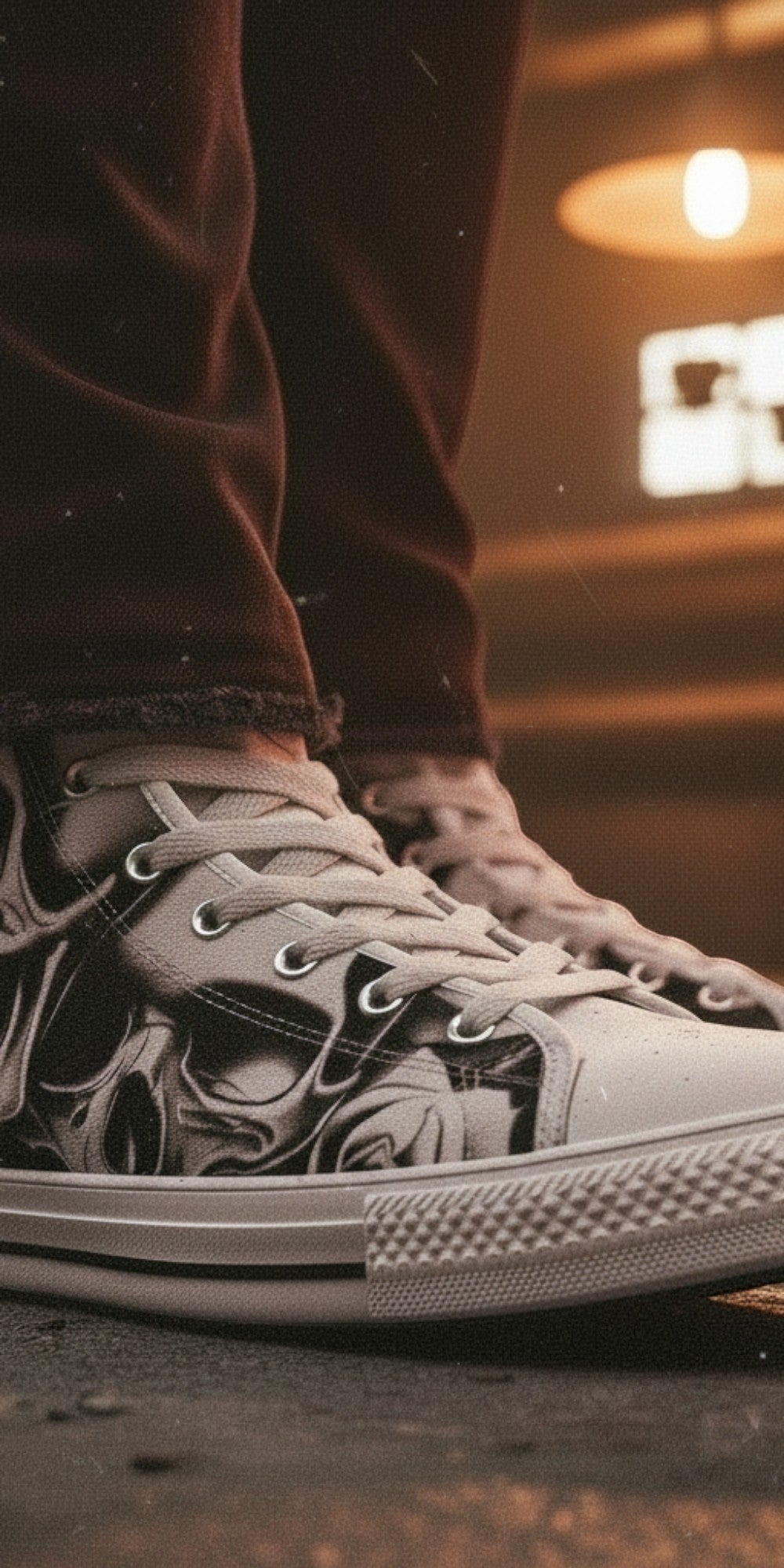 Custom Women's Cartoon Skulls & Roses high-top canvas shoes with bold all-over art — Freaky Shoes