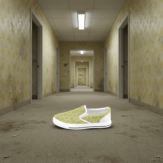 Freaky Shoes® kids' slip-on canvas sneakers in light green with a geometric pattern and white rubber sole.