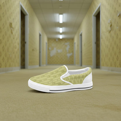 Women's Level 2 Backrooms Liminal Space Fashion Unusual slip-on canvas shoes, custom full-wrap printed design — Freaky Shoes