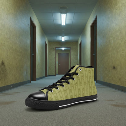 Women's Backrooms Void Liminal Space Dark Aesthetic high-top canvas shoes — one-of-a-kind custom printed art, Freaky Shoes