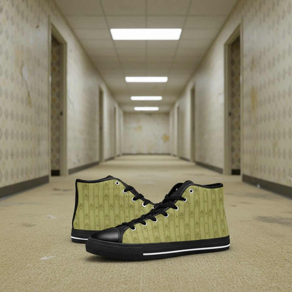 Men's Fluorescent Light Backrooms Level 0 Print -4 Sides high-top canvas shoes, custom full-wrap printed design — Freaky