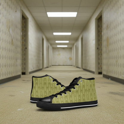 Men's Fluorescent Light Backrooms Level 0 Print -4 Sides high-top canvas shoes, custom full-wrap printed design — Freaky