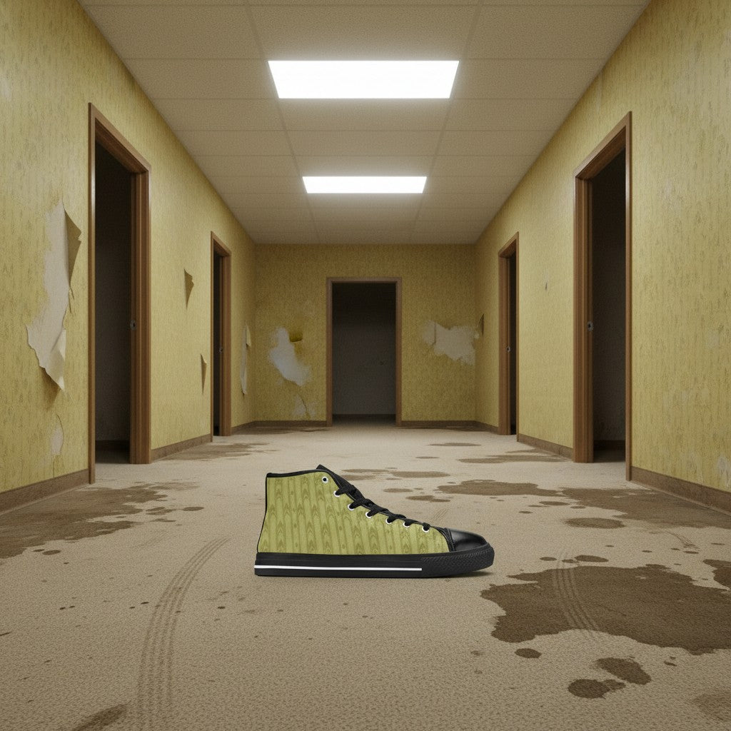 Custom Women's Backrooms Void Liminal Space Dark Aesthetic high-top canvas shoes with bold all-over art — Freaky Shoes
