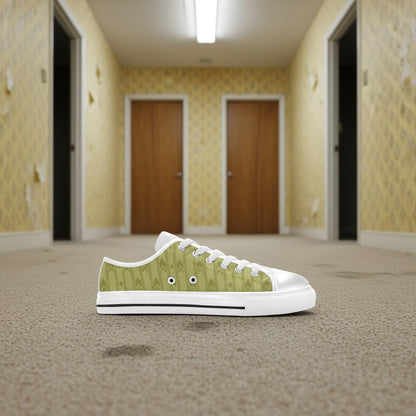 Custom Level 1 Backrooms Fluorescent Horror Aesthetic for Kid low-top canvas shoes with bold all-over art — Freaky Shoes