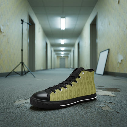 Women's Backrooms The Hub Alt Fashion Horror -4 Sides high-top canvas shoes — one-of-a-kind custom printed art, Freaky Shoes