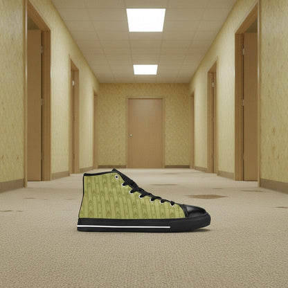 Custom Women's Backrooms The Hub Alt Fashion Horror -4 Sides high-top canvas shoes with bold all-over art — Freaky Shoes