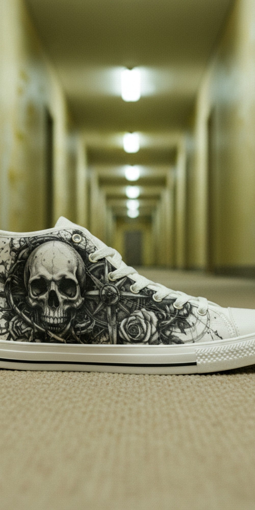 Men's Dark Collection high-top canvas shoes, custom full-wrap printed design — Freaky Shoes