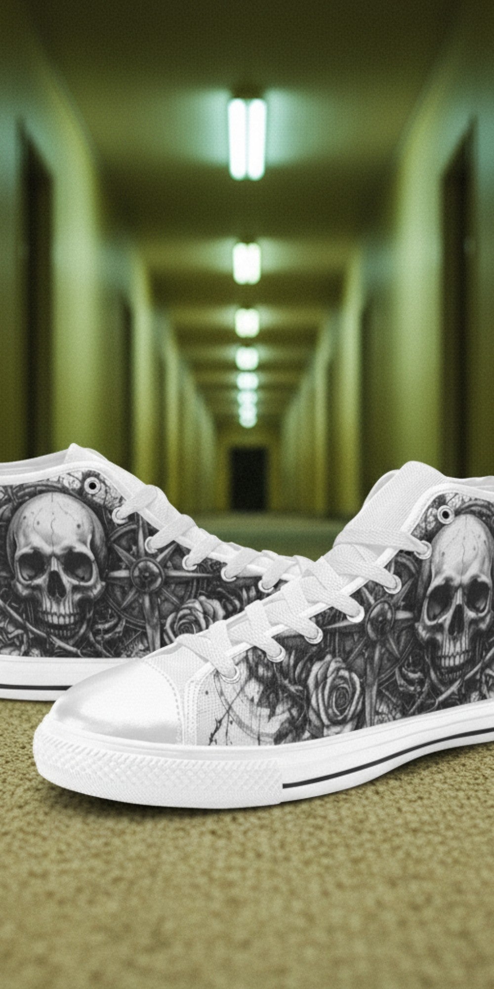 Men's Dark Collection high-top canvas shoes — one-of-a-kind custom printed art, Freaky Shoes