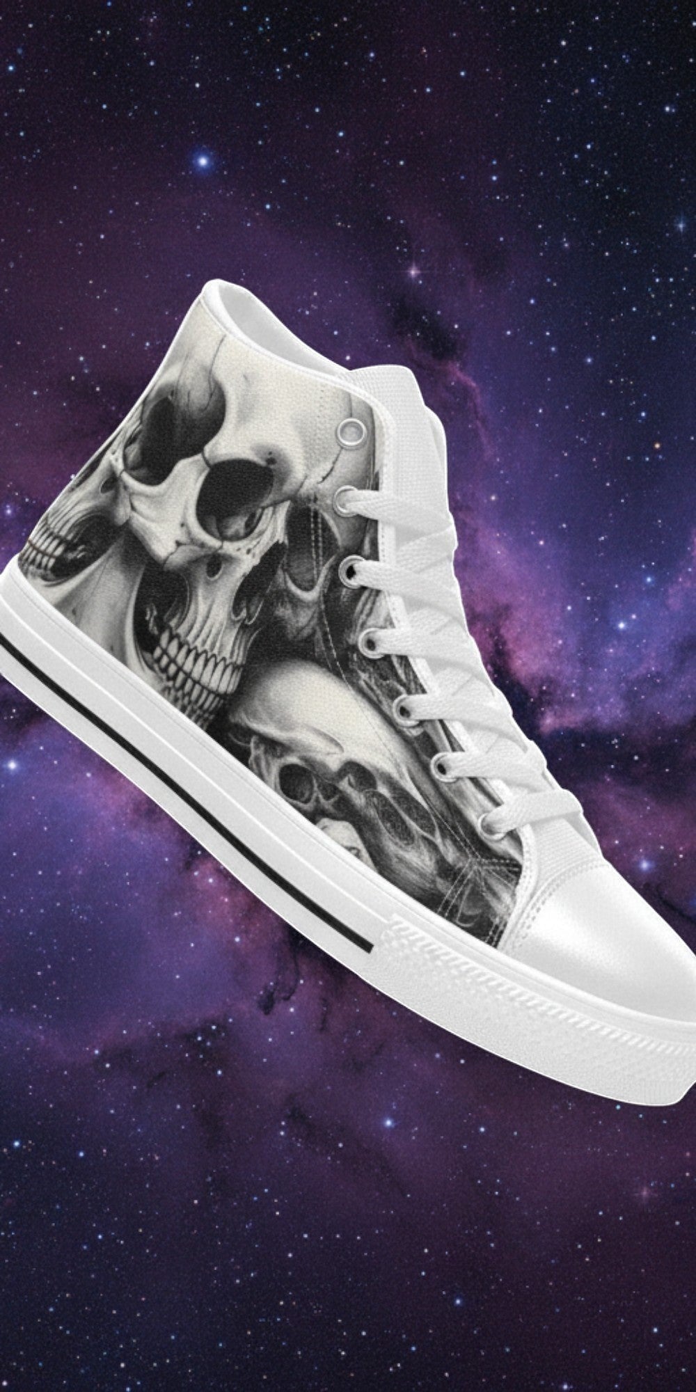 Custom Women's Skull Rose Dark Gothic Art high-top canvas shoes with bold all-over art — Freaky Shoes