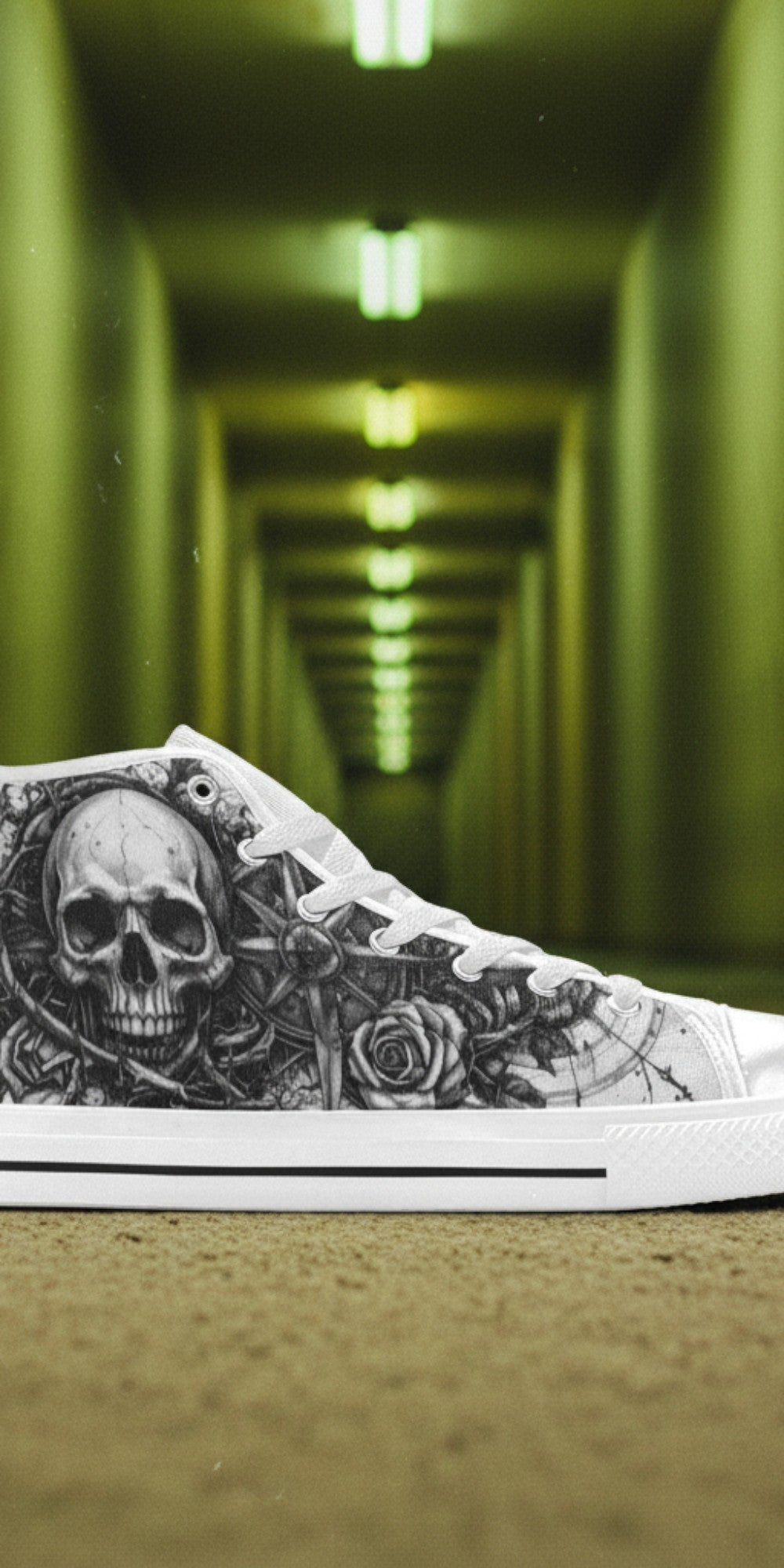 Men's Dark Collection hand-made high-top canvas shoes — unique wearable art by Freaky Shoes