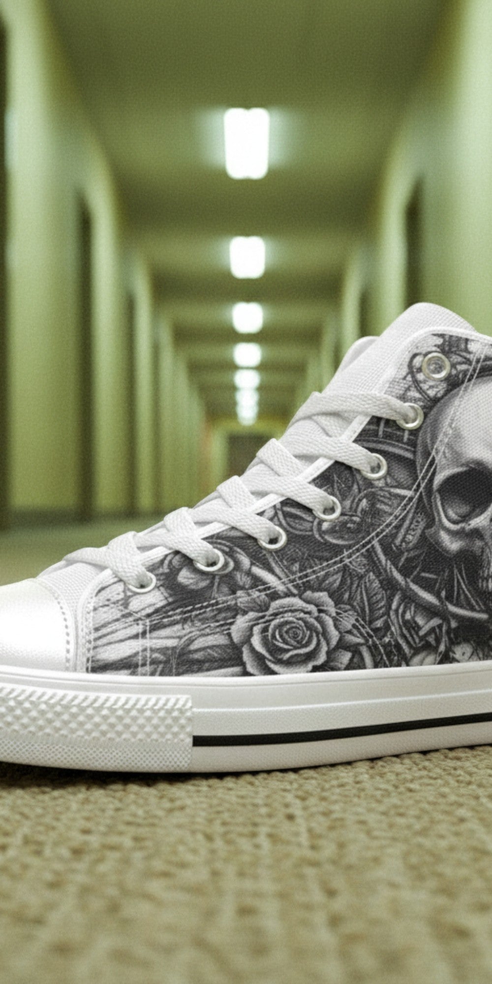 Men's Dark Collection hand-made high-top canvas shoes — unique wearable art by Freaky Shoes