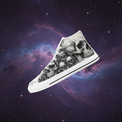Women's Skull Rose Dark Gothic Art high-top canvas shoes — one-of-a-kind custom printed art, Freaky Shoes