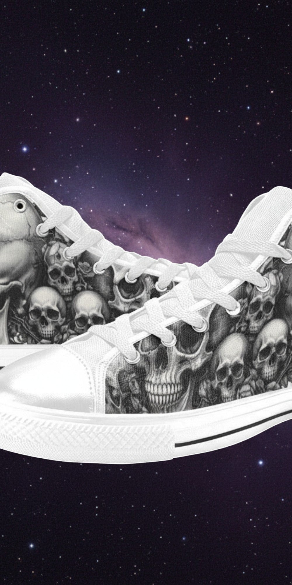 Women's Skull Rose Dark Gothic Art high-top canvas shoes — one-of-a-kind custom printed art, Freaky Shoes