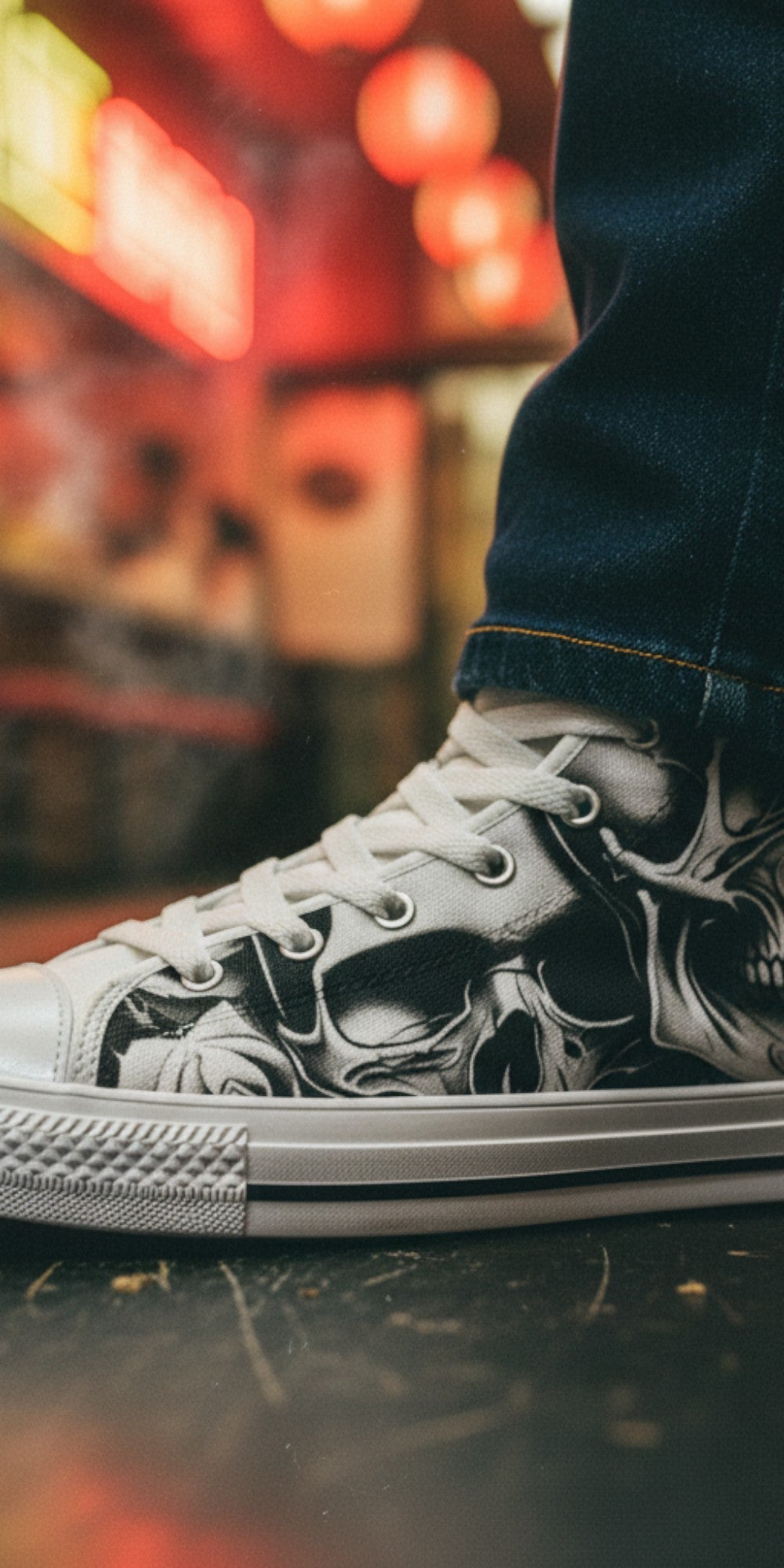 Gothic Cartoon Skull Rose Art | Women's High Top Canvas | Freaky Shoes®