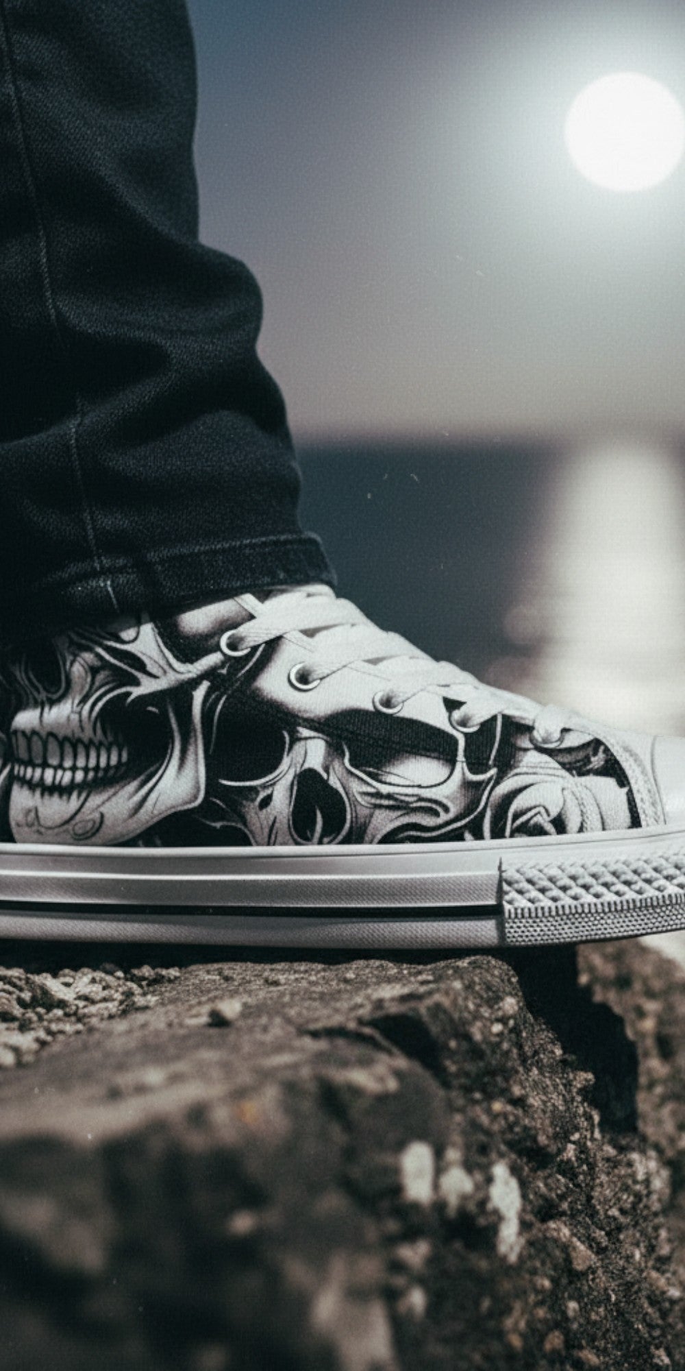 Gothic Cartoon Skull Rose Art | Women's High Top Canvas | Freaky Shoes®