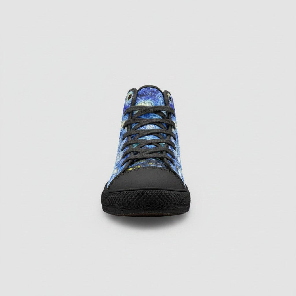 "Starry Night" by Vincent Van Gogh Custom High-Top Canvas Shoes | Freaky Shoes® - Freaky Shoes®