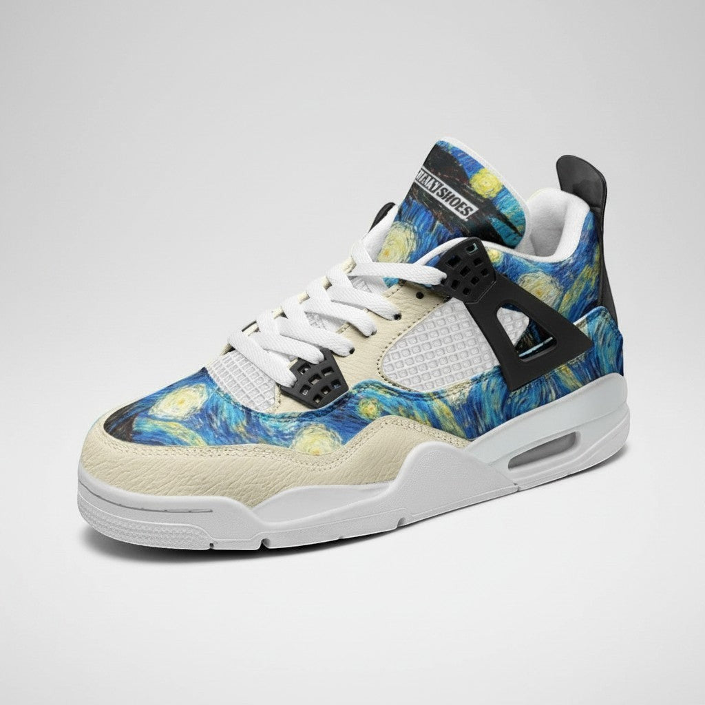 "Starry Night" by Vincent Van Gogh Custom High-Top Canvas Shoes | Freaky Shoes® - Freaky Shoes®