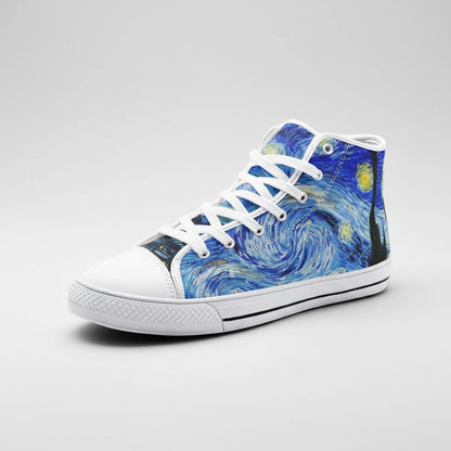 "Starry Night" by Vincent Van Gogh Custom High-Top Canvas Shoes | Freaky Shoes® - Freaky Shoes®